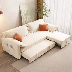 sofa bed convertible showing the sofa-to-bed conversion with side pockets