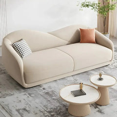 Wave back fabric sofa and fabric couch in curved 3 seater blue upholstery