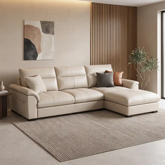 luxury sofa set with curved padded armrests and structured stitching, front perspective