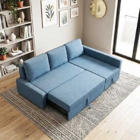 3 seater sofa bed front view with cushioned seating with USB charging