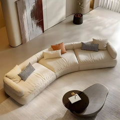 L shape sofa set with spacious five-seater curved layout, right-side view