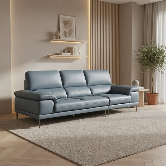Rounded premium Dalia 2 seater sofa, 2 seater couch, leather-like ivory fabric