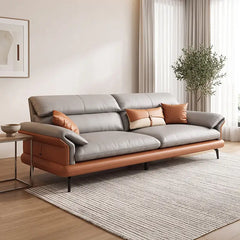 leatherette sofa set with dual-tone leatherette upholstery and deep seating, front perspective