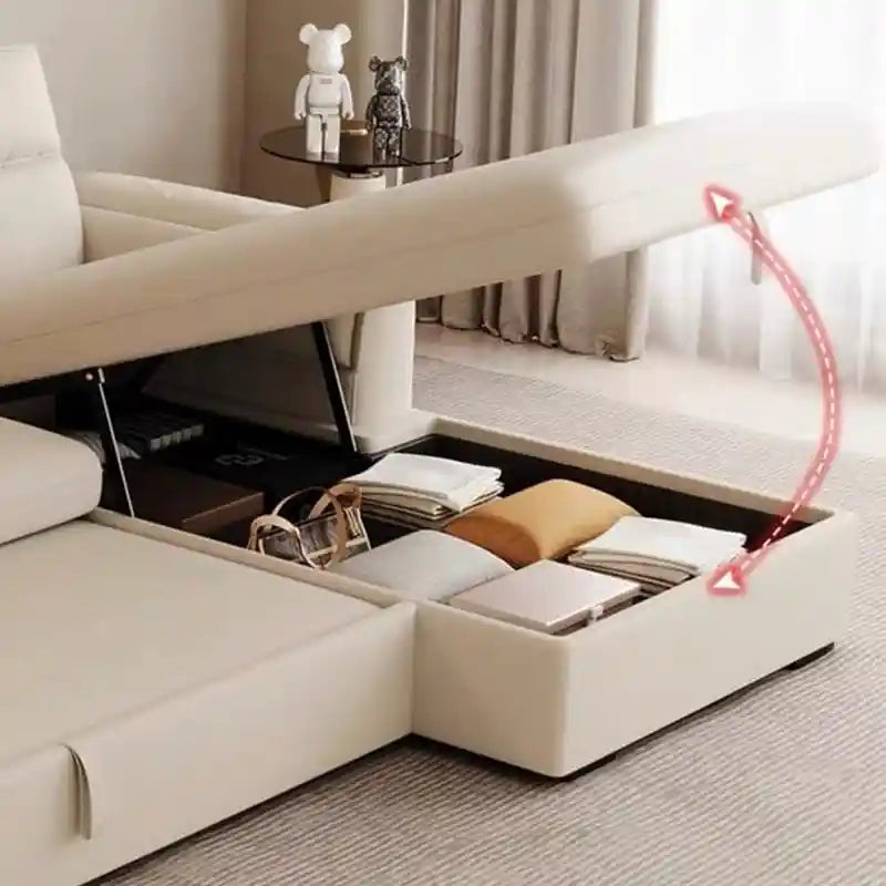 3 in 1 sofa bed with storage opened as a guest sleeping surface with storage