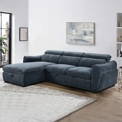 sleeper sofa set in an L-shaped seating layout with concealed storage