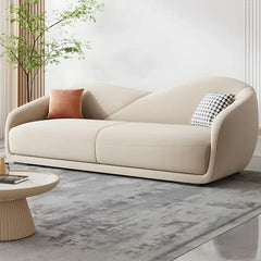 Rounded arms velvet sofa and premium sofa in low lounge beige fabric