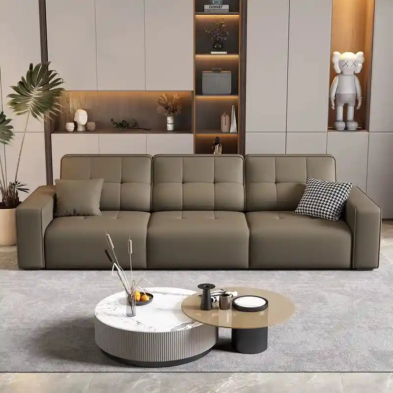 3 seater sofa bed side angle showing the seating profile with padded arms