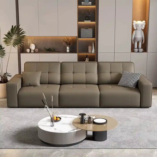 3 seater sofa bed side angle showing the seating profile with padded arms
