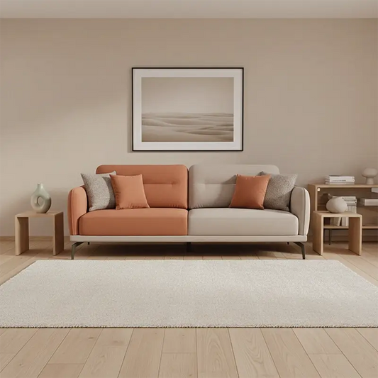 L shape sofa set with optional lounger and dual-tone fabric, straight front view