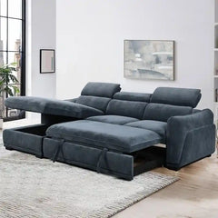 sofa bed with storage in a three-seater layout with concealed storage