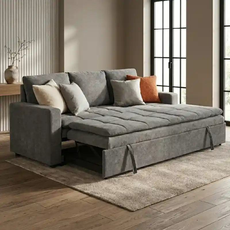 grey sofa bed with storage open bed view for guest sleeping with storage lounger