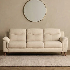 fabric sofa set with soft curved armrests and supportive backrests, side profile