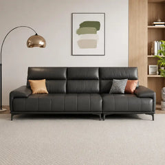 L shape sofa set with deep cushions and segmented back support, left-side view