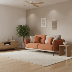 L shape sofa with optional lounger and dual-tone fabric, left-side view