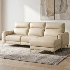 recliner sofa with wide rounded cushioned arms and plush padded seats, side profile