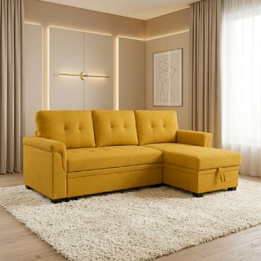sectional sofa bed open bed view for guest sleeping with storage lounger