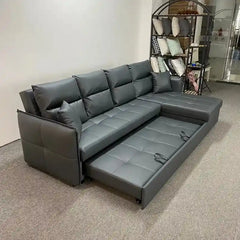 l shape sofa bed open bed view for guest sleeping with lift-up storage