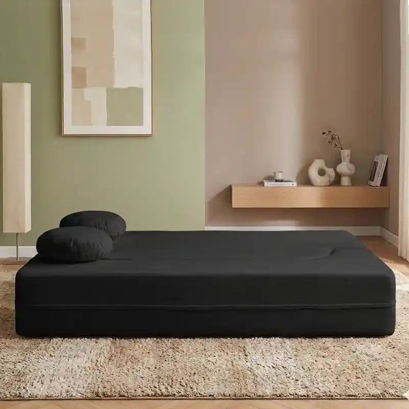 sofa bed folding open bed view for guest sleeping with easy fold-out conversion