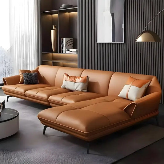 l shape sofa with black powder-coated legs and floating profile, side profile
