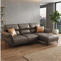 Curved arm leather couch contemporary sofa design metallic leg couch set