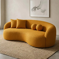 Luxury sofa with deep lounge seating and rounded arms, left-side view