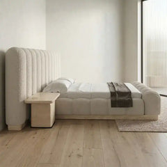 luxury bed shown in a compact double-bed layout with soft textured fabric