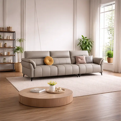Leather finish corner layout, pure leather sofa stylish sofa design black metal legs