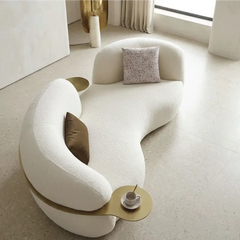 luxury sofa set with full curved seating arrangement, leg detail
