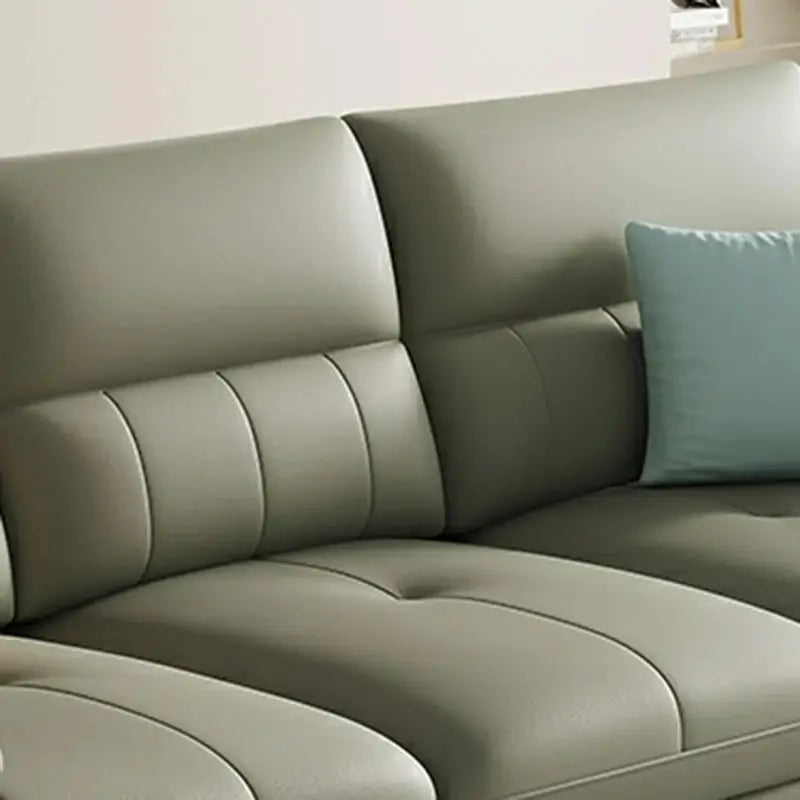 luxury l shape sofa set with metallic-finish legs with raised clearance, seating close-up