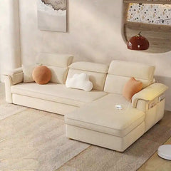 sofa bed combo shown in the pull-out sleeping position with storage