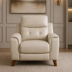 Recliner sofa set with high back support and cushioned headrest, right-side view