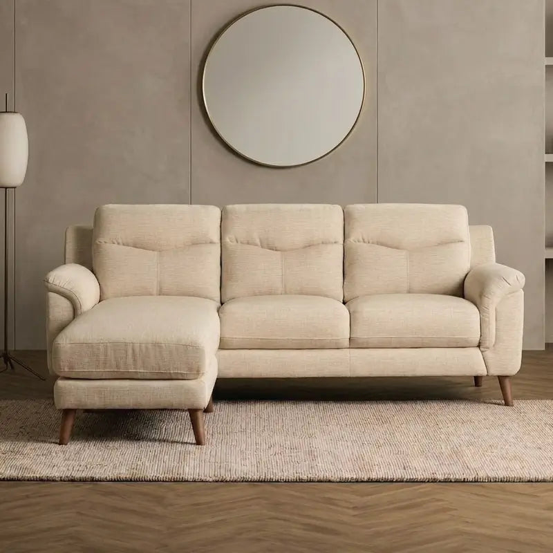 Scandinavian sofa with optional lounge seat extension for flexible lounging, seating close-up