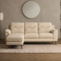 Scandinavian sofa with optional lounge seat extension for flexible lounging, seating close-up