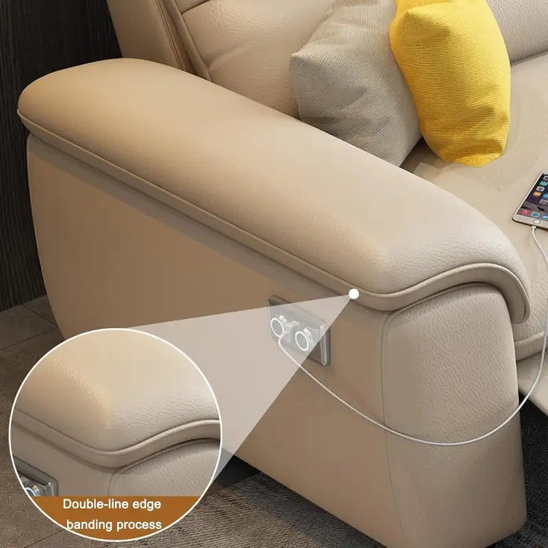 Paxon 2+L LHS sofa bed with storage and lounger in beige faux leather
