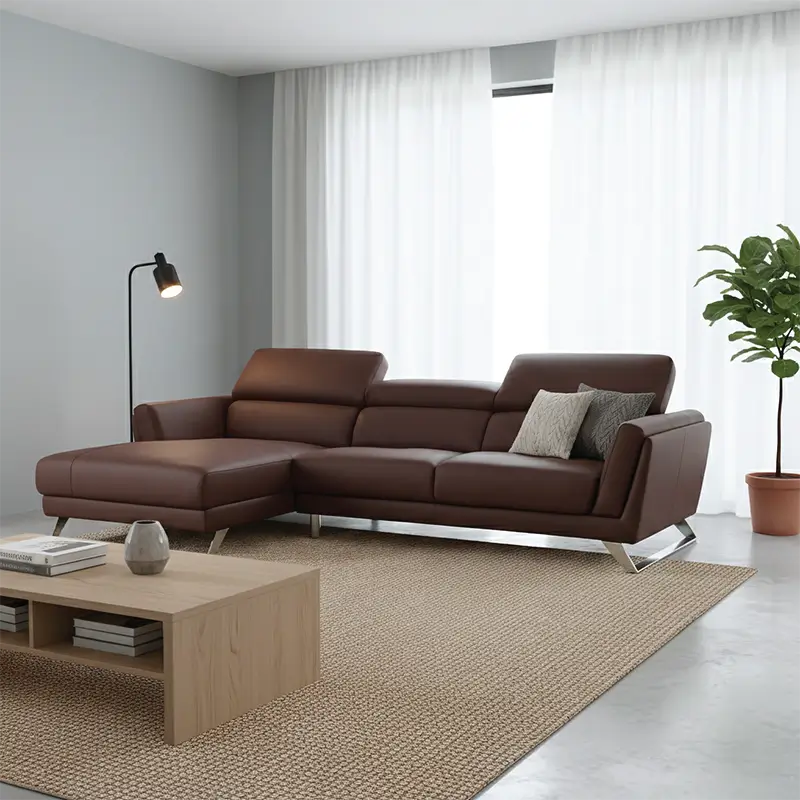 l shape sofa set with structured stitching and tailored edge finish, seating close-up