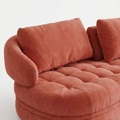 Coral fabric couch, latest sofa design with channel-tufted seat and curved arms