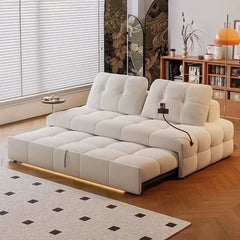 sofa bed two in one showing the sofa-to-bed conversion with charging holder