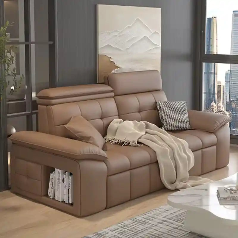sofa bed combo showing the sofa-to-bed conversion with side shelf