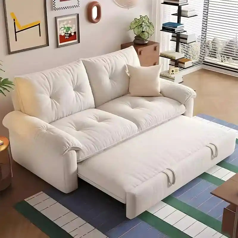 comfortable sleeper sofa showing the sofa-to-bed conversion with high back support