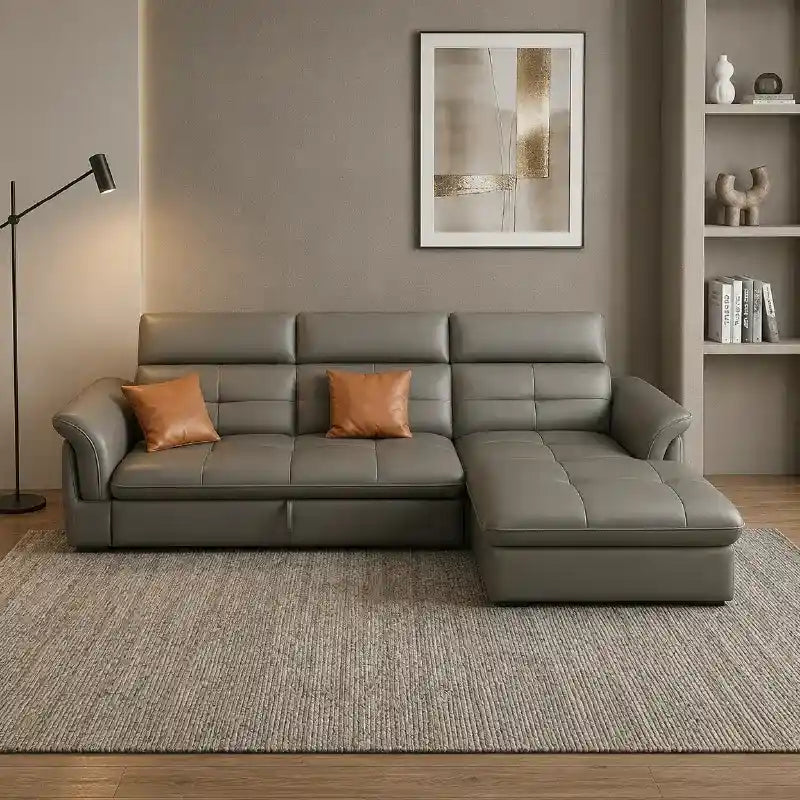 l shape sofa bed showing the sofa-to-bed conversion with storage lounger