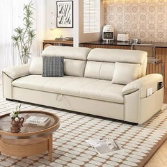l shape sofa bed with storage shown in the pull-out sleeping position with hidden storage alternate side angle