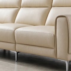 recliner sofa with slim raised metal legs and clean floor clearance, side angle