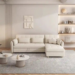 pull out sofa bed in a three-seater layout with L-shape lounger