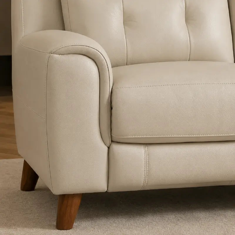 Recliner sofa with high back support and cushioned headrest, full seating layout