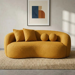Luxury sofa with deep lounge seating and rounded arms, full seating layout