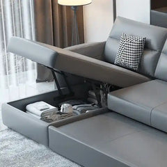 corner sofa bed cushion and armrest detail with hidden storage