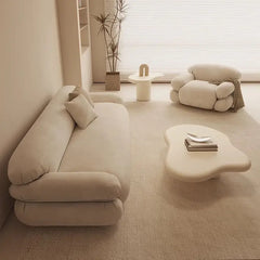 Corner sofa set with deep cushions and oversized back support, full seating layout