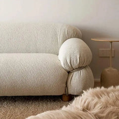L shape sofa set with deep cushions and oversized back support, close-up of seat cushions