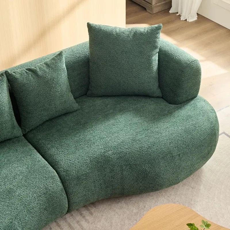 lounge sofa set with front view with cushioned arms and deep cushions, backrest detail