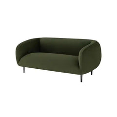 Luxury sofa with wraparound backrest and compact seating, close-up of seat cushions